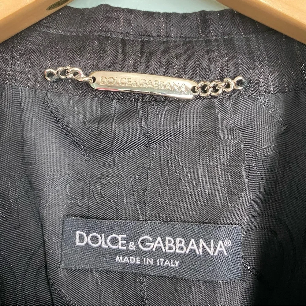 Dolce & Gabbana Pinstripe Metallic Blazer Sz 48‎ or US 38 Black Read Description